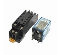 MY2P HH52P MY2NJ DPDTInterruptor de relé intermedio electromagnético de bobina en miniatura con Base de enchufe LED AC 110V 220V DC 12V 24V 1 Uds(AC220V)