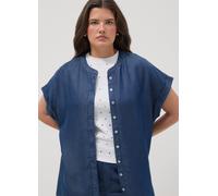 MYA, Blue Pure Lyocell Regular Fit Shirt With Mandarin Collar, Mujer, Azul oscuro, Talla: S