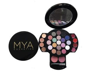 MYA - Kits 34 Maquillajes | Paleta de Maquillaje Compacta con Sombras, Coloretes y Brillos | Maletín Todo en Uno | Incluye Espejo Integrado | Set de Maquillaje Portátil