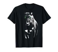 MyAnimal - Camiseta Pantera Orgullosa Salvaje con Ojos Verdes Frescos Muestra Dientes, Unisex-Niños, Manga Larga, Negro, Pequeño EU