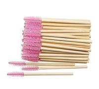 MyAoKuE-UP Paquete de 100 varitas de pestañas desechables con mango de bambú, herramienta de extensión de pestañas ecológica, color rosa