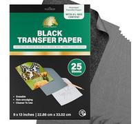 MyArtscape Papel de transferencia de grafito, 22,8 x 33 cm, 25 hojas, papel de carbono encerado para trazar (negro)