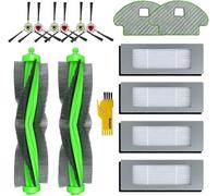 MYAYD Kit de piezas de repuesto para iRobot Roomba Combo R111840 R1138, accesorios de repuesto para aspiradora robot, 2 cepillos principales, 4 filtros, 2 paños de fregona, 6 cepillos laterales, 1