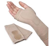 MYAYD Muñequera, 1 par de muñequeras con almohadilla protectora integrada, muy elástica y transpirable, protección de la palma de la mano, color beige