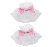 Myazs Muñequera de manga de mano para mujer, con volantes, lazo, de encaje, para cosplay, para boda, puños de encaje blanco, puños de encaje y cuello, puños de manga para disfraz, puños de encaje