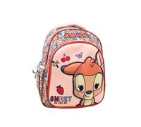 mybagstory Bambi - Mochila infantil para niña - Escuela - Kindergarten - Mochila - Mochila - Correas ajustables - Idea de regalo - 30 cm - Pesca/Rojo, Bambi - Melocotón/rojo - 30 cm, Enfant