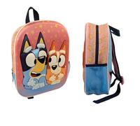 MyBagStory Bluey 3D - Mochila infantil 31x26x10 cm - efecto relieve - 1 compartimento + bolsillo de malla - correa ajustable - bolsa maternal - regalo