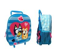 mybagstory Bluey - Bolsa con ruedas infantil 3D 36x25x14 cm - Trolley infantil con asa telescópica y ruedas - Bolsa escolar con compartimento - para niñas