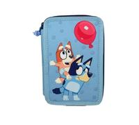 mybagstory Bluey - Estuche escolar recortado 19,5 x 12,5 x 4,6 cm - Estuche rígido 2 persianas con lápices, rotuladores y accesorios - Estuche para niño para escuela primaria