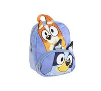 mybagstory Bluey - Mochila de peluche para niños, 22 x 18 x 8 cm, ultra suave, 1 compartimento con cremallera, mini bolsa para guardería, guardería, salidas o regalos