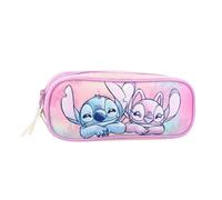 MyBagStory - Estuche de Stitch & Angel Disney 22x9x8 cm | Doble compartimento | Almacenamiento bolígrafos | Diseño oficial Chica Pastel | Accesorio escolar