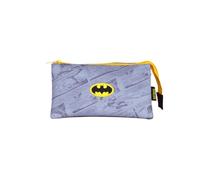 mybagstory - Estuche triple compartimentos, Batman para niños, escuela, guardería, para niños, tamaño 21 cm, ideal para regalo, Batman - Gris, niño, Clásico