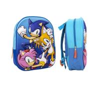 MyBagStory - Mochila 3D de Sonic para niño, color azul - Escuela - Guardería - Talla 31 cm - Tirantes ajustables - Idea de regalo