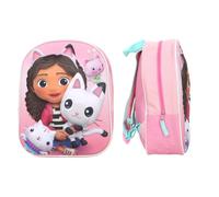 MyBagStory - Mochila 3D Gabby's Dollhouse Rosa para niña, escolar, guardería, 31 cm, tirantes ajustables - idea de regalo