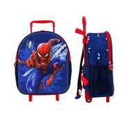 mybagstory - Mochila con ruedas 3D para niño Spiderman - Azul - Niño - Escuela - Guardería - Mochila para niño - Correas ajustables - Idea de regalo - Ruedas 30,5 cm