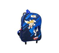 mybagstory - Mochila con ruedas para niño Sonic - Trolley - Azul - Niño - Escuela - Guardería - Primaria - Talla 32 cm - Tirantes ajustables - Idea de regalo, Azul - Sonic - Bolsa con ruedas - 32 cm,