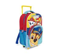 mybagstory | Mochila con ruedas Patrulla Canina | Mochila Trolley infantil 36 cm | Bolsa escolar infantil con base plegable | Diseño oficial Chase y Marcus | Azul y Rojo
