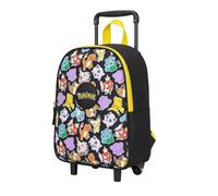 mybagstory - Mochila con ruedas Pokémon de 32 cm | Mochila infantil Pikachu negra y amarilla | Bolsa escolar infantil y ocio | Poliéster resistente