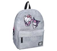 mybagstory - Mochila de Hello Kitty & Kuromi Courageous Crew | Mochila escolar gris y rosa para niña, bolsa de escuela ergonómica y ligera, ideal para primaria y ocio, tamaño 39x29x12 cm