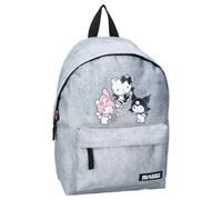 mybagstory - Mochila de Hello Kitty & Kuromi Courageous Crew | Mochila infantil para guardería y primaria | Gris con bolsillo delantero y tirantes ajustables | ideal regalo para niña | 37 x 26 x 12 cm