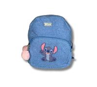mybagstory - Mochila de puntada de peluche Disney | Mochila infantil de 5 años, niña y niño, pequeña bolsa escolar azul y rosa | Peluche suave con bolsillo con cremallera | Idea de regalo de Navidad