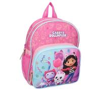 mybagstory - Mochila Gabby y la casa mágica para niña | Mochila rosa ideal para guardería y primaria, 29 x 23 x 10 cm, correas ajustables y bolsillos laterales dorados, idea de regalo