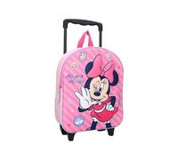 mybagstory - Mochila infantil para niños - Minnie Mouse - 3D - Rosa - Niño - Escuela - Guardería - Niña - Talla 32 cm - Correas ajustables - Ruedas - Idea de regalo, Minnie Mouse - Rosa, 32