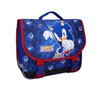 mybagstory | Mochila infantil SONIC Still Unstoppable | Bolsa escolar primaria | 2 compartimentos 38x12x33 cm | Azul y Rojo