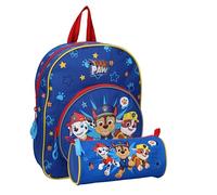 mybagstory - Mochila - Juego de 2 piezas - Lote - Pat Patrulla Canina - Azul - Niño - Escuela - Kindergarten - Primaria - Mochila infantil - Talla 31 cm