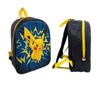 mybagstory - Mochila Pokémon 3D - Niño Niño 32x25,5x11 cm - Efecto relieve - 1 compartimento con cremallera - Bolsa de jardín ligero y resistente - Producto oficial Pikachu, Pokémon - Azul/Amarillo