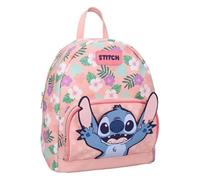 mybagstory | Mochila Stitch Disney | Patrón Floral Tropical | Pequeña mochila infantil para niña para escuela y salidas | Dimensiones 26x22x11 cm | Cuero sintético PU de alta calidad