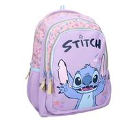 mybagstory | Mochila Stitch Spring Smiles Disney | Mochila escolar grande púrpura | 3 compartimentos espaciosos para niñas y adolescentes | Correas acolchadas y ajustables | Ideal para colegio y ocio