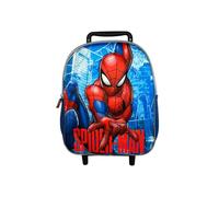 mybagstory - Mochila Trolley Spiderman para niños, mochila con ruedas con efecto 3D alivio, equipaje, cabina de niño, color rojo y azul, 36 x 14 x 25 cm, guardería y ocio, idea de regalo oficial de