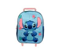 mybagstory - Mochila Trolley Stitch Disney | Diseño 3D Relief Watermelon | Mochila con ruedas infantil | Azul y Rosa 32x11x26cm | Idea de regalo oficial para niña