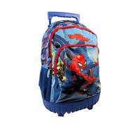 mybagstory Spiderman - Bolsa con ruedas niño 43x33x20,5 cm - Trolley escolar con 3 compartimentos con cremallera - Asa telescópica y ruedas - Mochila primaria