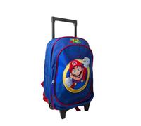 Mybagstory Super Mario - Mochila con ruedas - 47x27x16 cm - Bolsillo grande + delantero - Trolley escolar - Producto oficial Super Mario, Sonic - Azul