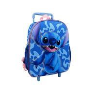 mybagstory - Trolley - Stitch - Azul - Niño - Escuela - Guardería - Primaria - Mochila para niña - Talla 30,5 cm - Correas Ajustables - Ruedas - Idea de Regalo - Disney 100 años