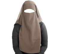 MyBatua 3 capas saudi niqab en georgette transpirable, precio al por mayor, 1 pieza velo de cara NQ-003 (caqui)