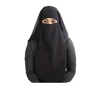 MyBatua 3 capas saudi niqab en georgette transpirable, precio al por mayor, 1 pieza velo de cara NQ-003 (negro)
