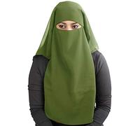 MyBatua 3 capas saudi niqab en georgette transpirable, precio al por mayor, 1 pieza velo de cara NQ-003 (alheña)