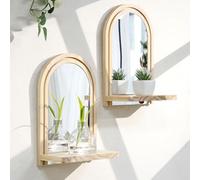 MYBSXKEOZ 2 Juegos De Soportes De Pared De Madera Boho, Estantería De Madera Para Plantas Y Decoración Del Hogar Estantería Flotante Pequeña