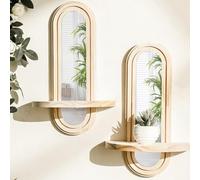 MYBSXKEOZ Juego De 2 Estanterías Flotantes De Madera Para Pared Para Estar, Dormitorio, Oficina Salón, Cocina Estante Colgante Decorativo Para Plantas Pequeñas, Flores Y Decoración(B)