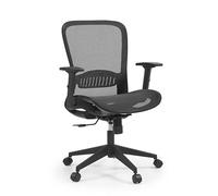 MyBuero Silla de oficina Air Port 2 ergonómica giratoria, respaldo de malla transpirable, reposabrazos ajustables en altura y soporte lumbar, color negro