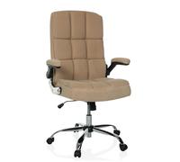 MyBuero Sillón de dirección tapizado con Aspecto de Pana Relax WD 100 sillón Giratorio Regulable en Altura con reposabrazos abatibles, Beige