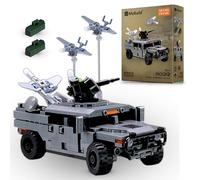 MyBuild Armed Forces 6022 Vehículo de Mando con Dron - Camión Militar con dron de reconocimiento, torreta y Defensa aérea, Juego de construcción, 14+