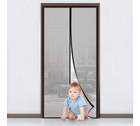 MYCARBON Mosquitera para Puerta 90x210, Cuadrado Negro, Cinta Adhesiva