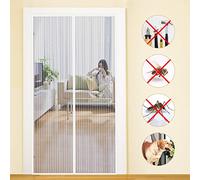 MYCARBON Mosquitera Puerta Magnetica Corredera Cortina Mosquitera Magnética para Puertas Cortina de Sala de Estar la Puerta del Balcón Puerta Corredera de Patio (120x220, Blanco)