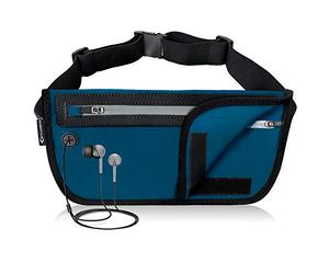 MYCARBON Riñonera Viaje Cepillo Antirrobo Bolsa Esconder Cinturón Dinero RFID Riñonera Impermeable para Tarjetas Pasaportes Smartphone hasta 6.7 Pulgadas Proteger Viajar (Azul)