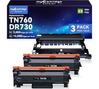 myCartridge SUPRINT Cartucho de tóner y tambor compatible para Brother TN760 TN-760 DR730 DR-730 HL-L2350DW HL-L2395DW HL-L2370DWXL (2 cartuchos de tóner, 1 unidad de tambor, 3 unidades)