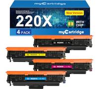 myCatridge Compatible con HP 220X Tóner (con Chip) Compatible con 220A Reemplazo para HP Color Laserjet Pro MFP 4302dw 4302fdw 4302fdn 4202dn 4202dw 4-Pack